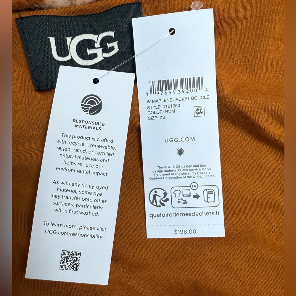 UGG Women's Marlene Front-Zip Bouclé‎ Jacket, Size XSMALL - Picture 16 of 16